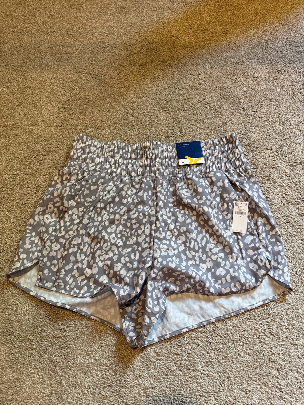 Old Navy Gray and White Leopard Print Athletic Shorts
